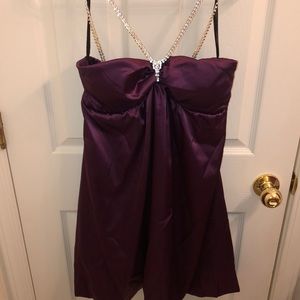 Rhinestone Strap Silk Dress